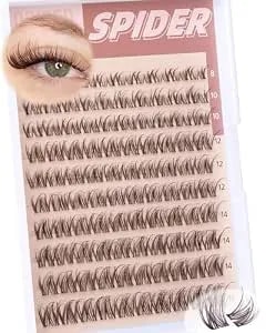 Brown Lash Clusters Spider Eyelash Clusters Breeze Wispy Lash Extension D Curly Fluffy Clusters Eyelash Extensions Natural Individual Lashes Clusters 8-16mm Brown Eye Lash Clusters Tnfvloneins