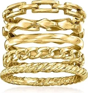 Ross-Simons 18kt Gold Over Sterling Jewelry Set: 5 Stackable Rings