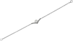Harley-Davidson Women'S Chevron Marcasite Stone Chain Bracelet, Silver hdb0448