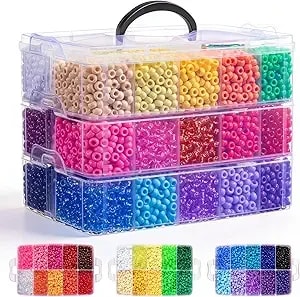 10000pcs Pony Beads Bulk 30 Colors For Kandi Bracelet Making - Diy Key Chains Rainbow Hair Braiding Kids Jewelry Crafts Gifts (5.73lb, Stack Box)