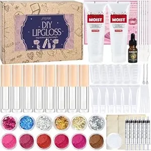 Juyrle Lip Gloss Making Kit- Make Your Own Lipgloss Kit For Women, 62pcs Diy Lipstick Set With Moisturizing Lip Gloss Base, Pigments, Tubes, Lip Gloss Set For Teens, Christmas Gift For Girls Women