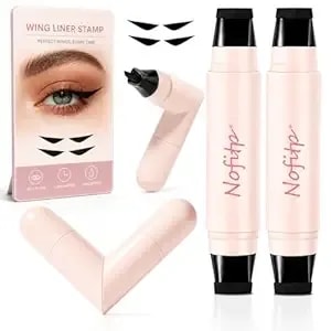 Winged Eyeliner Stamp, 2-In-1 Liquid Eyeliner Pen With Left & Right Cat Eye Stamp, Waterproof Smudge-Proof Quick-Dry Black Eye Liner For Beginners 2 Pack