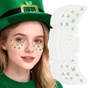 Go Ho Shamrock Glitter Freckles Face Tattoo,St Patricks Day Accessories - Freckles Sparkle,St Pattys Outfit Women Kids Face Stickers,Shamrock Green Glitter Stickers,6 Pcs