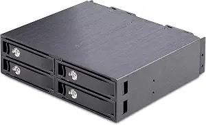 Startech 4-Bay U.2 Nvme Mobile Rack For 5.25in (4u2525-Sas-Backplane) - 2.5in Sff-8639 Ssds, Backplane, 7-15mm, Up To 32gbps Per Drive, Mini-Sas Hd Cables Incl, Removeable Trays, Blower Fans