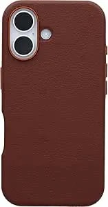 Otterbox Iphone 16 Case – Premium Cactus Leather – Built-In Magsafe Magnets – Metal Buttons – Ultra-Slim – Raised Camera & Screen Protection – Non-Retail Packaging – Rich Adobe (Brown)