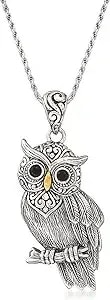 Ross-Simons Sterling Silver Bali-Style Owl Pendant Necklace With Black Onyx And 18kt Gold Over Sterling