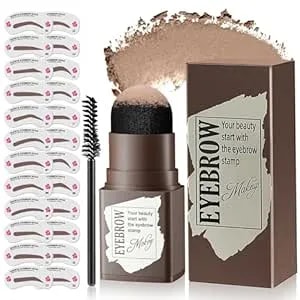 Eyebrow Stamp Stencil Kit - Long-Lasting Eyebrow Powder With Brush, Smudge-Proof Brow Shaping Kit With 24 Eyebrow Stencils For Women Brow (Light Brown)