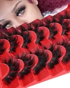 Strip Lashes That Look Like Lash Clusters 12-20mm 80d Volume False Eyelashes Wispy Soft Curly Eye Lashes 7 Pairs Waterproof Faux Mink Lashes Big Personality Red Box Lashes, By Allureza