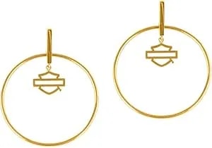 Harley-Davidson Women'S Small Bar & Shield Stick Post Circle Steel Earrings