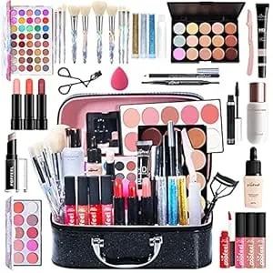 Pure Vie All-In-One Holiday Gift Makeup Set Cosmetic Essential Starter Bundle Include Eyeshadow Palette Lipstick Concealer Blush Mascara Foundation Face Powder - Makeup Kit For Women Full Kit