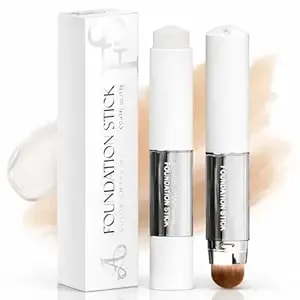Korean Color Changing Foundation Stick, Cream Stick White Foundation, 3-In-1 Primer Foundation Concealer, Medium To Full Coverage, Self-Adjusting Skin Tone, Natural Finish