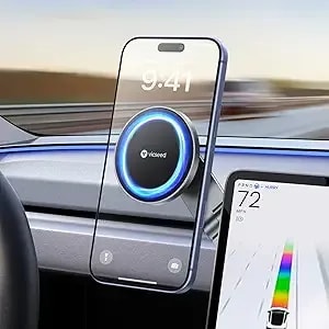 Vicseed Tesla Phone Mount【Strongest Magnet Power】Foldable Hidden Tesla Phone Holder Fit For All Phone, Tesla Model 3 Model Y For Magsafe Car Mount, Tesla Model 3 Accessories, Tesla Model Y Accessories