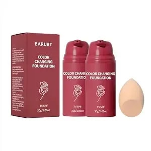 Color Changing Foundation With Spf 15, White To Skin Tone Adapting Liquid Makeup For Mature Skin, Hydrating Waterproof Concealer Base With Hyaluronic Acid, 30g/1.06oz*2 2pcs
