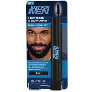 Just For Men 1-Day Beard & Brow Color, Temporary Color For Beard And Eyebrows, For A Fuller, Well-Defined Look, Up To 30 Applications, Black