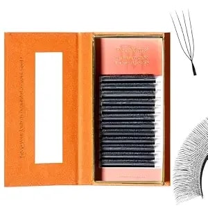 Decemars 4d U Shaped Eyelash Extensions Supplies Easy Fans Russian Volume Crisscross Eyelashes Natural Soft Yy Lash Extensions Handwoven Mesh Wispy Clusters Matte Black-0.07mm-D-8-15mm Mix