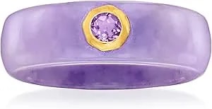 Ross-Simons Lavender Jade And .20 Carat Amethyst Ring With 14kt Gold