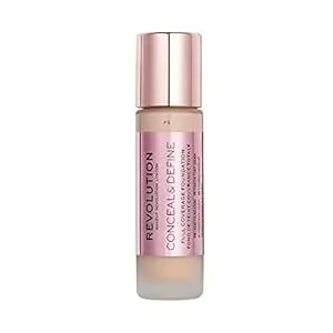 Makeup Revolution Conceal And Define Foundation, Full Coverage & Matte Finish, f5 For Light Skin Tones, Vegan & Cruelty-Free, 0.7 Fl Oz