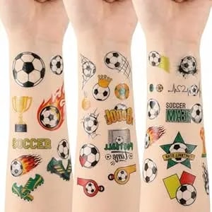 100 Pcs Soccer Temporary Tattoos, Pre-Cut Football Sports Stickers Birthday Party Decorations Favors Supplies Decor World Cup Football Sports Player Tattoo Stickers Gifts For Kids Teen Boys Girls