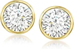 Ross-Simons 3.00 Ct. T.W. Bezel-Set Cz Stud Earrings In 18kt Gold Over Sterling