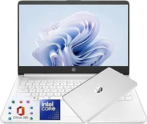 Hp 14″Snowflake White Lightweight Laptop, With Office 365 & Copilot Ai, Intel Processor, 16gb Ram Memory, 128gb Ssd + 1tb Cloud Storage