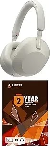 Sony Wh-1000xm5-Silver Wireless Over-Ear Noise Canceling Headphones - Silver With 2 Year Amber Protection Plan (2022)