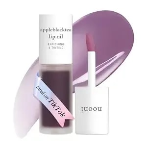 Nooni Korean Lip Oil - Appleblacktea - Plumping & Hydrating Tinted Gloss - 24hr Hydration, Moisturizing Lip Oil, Natural Lip Plumping Effect, Waterproof Wear, Glossy Finish, Gift Stocking Stuffers