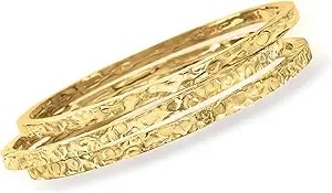 Ross-Simons Italian 18kt Gold Over Sterling Jewelry Set: 3 Hammered Bangle Bracelets