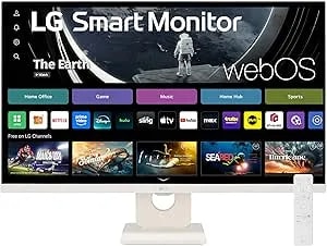 Lg 27sr50f-W Smart Monitor 27-Inch Fhd (1920x1080) Ips Display, Webos 23, Hdr 10, x2 Built-In Speakers, Airplay 2, Screen Share, Bluetooth, Thinq App, Remote Control, White