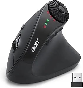 Acer Ergonomic Mouse Wireless With Side Scroll Wheel, Bluetooth Mouse For Laptop(BT5.2+2.4GHz), Office Vertical Computer Mice, Small To Medium Sized Hands Ergo Mice, 8 Buttons For PC And Desktop