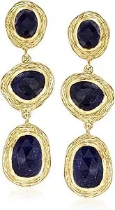 Ross-Simons 19.90 Ct. T.W. Sapphire Station Drop Earrings In 18kt Gold Over Sterling