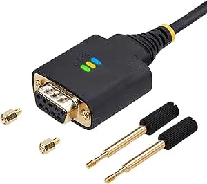 Startech 6ft (2m) Usb To Null Modem Serial Adapter Cable, Com Retention, Ftdi, Usb-A To rs232, Led Indicators, Changeable db9 Screws Nuts