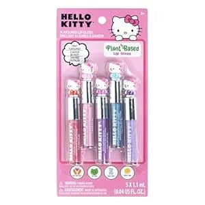 Hello Kitty 5 Pc Plant Based, Moisturizing Lip Gloss Makeup Set For Girls Kids Toddlers, Perfect For Parties Sleepovers Makeovers Birthday Gift For Girls 3 Yrs+ By Townley Girl