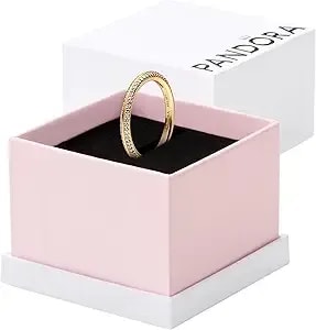 Pandora Me Pavé Ring - Gold Ring For Women - Layering Or Stackable Ring - Gift For Her Shine With Cubic Zirconia - With Gift Box - Size 7