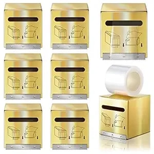 8 Rolls Disposable Eyebrow Tattoo Plastic Wrap Transparent Makeup Preservative Film Cosmetic Wrap Cover Tape Roll With Box Microblading Cutter For Eyebrow Lips Permanent Make Up Supplies Salons