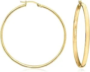 Ross-Simons 18kt Gold Over Sterling Flat Hoop Earrings