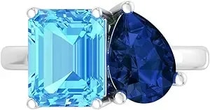 Martha Stewart 4 3/4 Carat Two Stone Gemstone Ring For Women In Sterling Silver, Gemstone Jewelry For Women