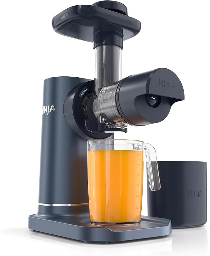 Ninja Neverclog Cold Press Juicer, 24oz Jug, 36oz Pulp, Navy, jc151nv - 150w High-Torque Auger Juices Fibrous Fruits & Veggies. Total Pulp Control, 2 One-Touch Programs. Dishwasher Safe.