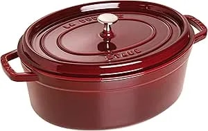 Staub Cast Iron Roaster/Cocotte, Oval 33 Cm, 6.7 L, Grenadine