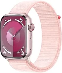 Apple Watch Series 9 [GPS + Cellular, 45mm] - Pink Aluminum Case With Pink Sport Loop, One Size (Renewed)
