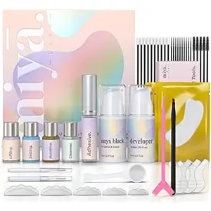 Miya Lash Lift & Brow Lamination Kit - Black, Voluminous Eyebrows & Eyelashes Color - Professional 8 Weeks Result - Lvl, Perm, Laminate - Keratin Brow & Lash Kit With All Tools