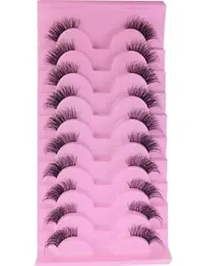 Diy Eyelash 10 Pairs Half False Eyelashes - 3d Mink Natural Length Thick Short Lashes, Transparent Stem Reusable For Eye Makeup (ja2505)