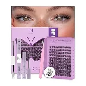 Jomay Lash Clusters Kit - Wispy Lashes For Natural Volume Eyelash Cluster Extensions, Diy Individual Waterproof With Soft Thin Band & Seal Glue (Includes Tweezers & Remover) D Curl 10-18mm 120pcs (x1)