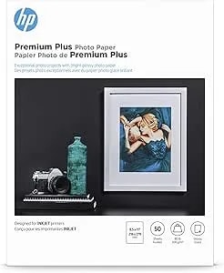 Hp Premium Plus Photo Paper - Designed For Hp Inkjet Printers, Glossy, 8.5x11 In, 50 Sheets - (Pack Of 1), (cr664a) White