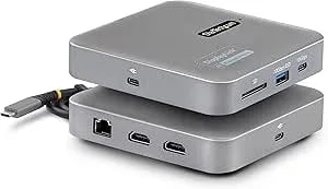 Startech.Com 7-In-1 USB C Displaylink Dual Monitor Docking Station, 4K 60Hz HDMI Dock For Macbook M1 M2 M3 M4 & Windows, USB 10Gbps Hub, Gigabit Ethernet, SD, 100W PD, 22in (56cm) Cable