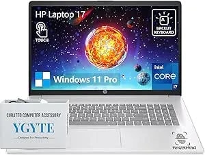Hp 17 Touchscreen Laptop Computer, 17.3” Hd+ Touch Screen Laptop Notebook Pc, Intel 10-Core i7, Windows 11 Pro, Backlit 10-Key - Fingerprint - Wi-Fi 6 - 64gb Ram 2tb Ssd