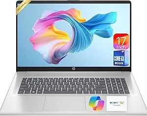 HP 17 Inch Laptop 2026 Edition, Intel 13th i3 CPU (8 Cores), 8GB RAM, 256GB SSD, 17.3" HD+ IPS, USB-C, Wi-Fi 6, Windows 11, Long Battery, Large Screen For Home, Office & Study