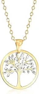 Ross-Simons Italian 18kt 2-Tone Gold Cut-Out Tree Of Life Pendant Necklace. 17.5 Inches