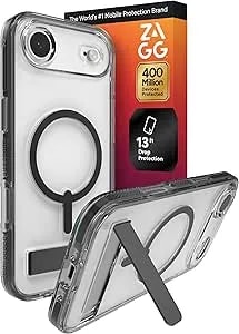 Zagg Santa Cruz Snap Case With Kickstand For Iphone Air - Jet Black, Drop Protection (13ft/4m), Magsafe Charging Compatible, Clearguard Anti-Yellowing Technology, Scratch Resistant Phone Case