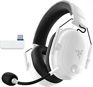 Razer Blackshark V2 Pro Wireless Playstation Gaming Headset: 50mm Drivers - Super Wideband Mic - Plush Noise Isolating Earcups - For PS5, Console, PC, Mac - Bluetooth, USB-C - White (Renewed)