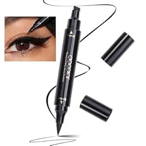 Docolor Eyeliner Stamp Double-Sided Liquid Winged Eye Liner Pen Waterproof Smudgeproof Long Lasting Wing Original Eyeliner Pen(2pcs,Black)